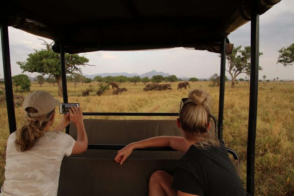 women on a safari in Uganda