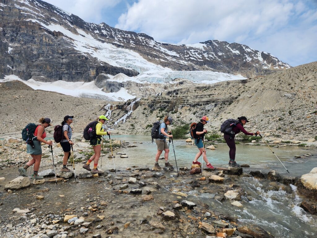 A group of Explorer Chick women on a guided trip to Banff National Park