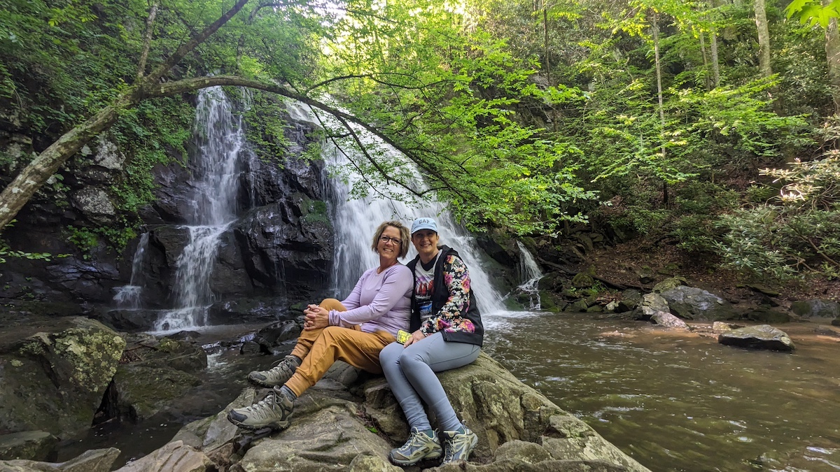 Two Explorer Chick women on a guided womens adventure travel tour to Smoky Mountains National Park