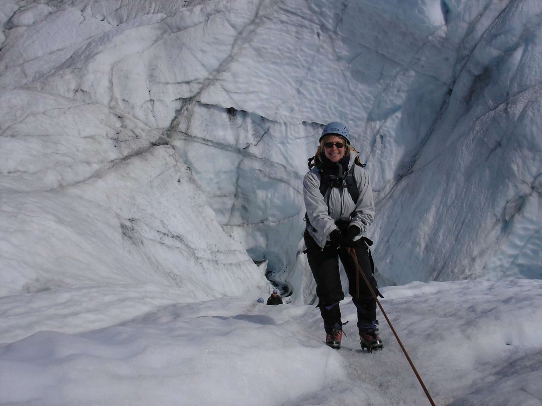 woman ice climbing alaska