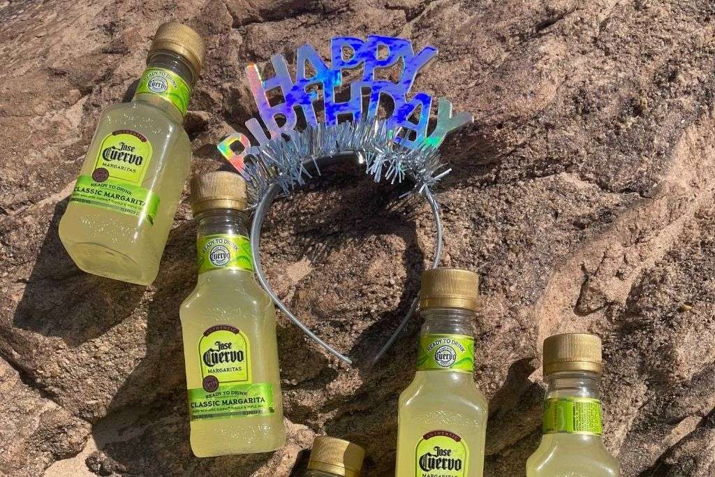 a 30th birthday headband and margarita bottles