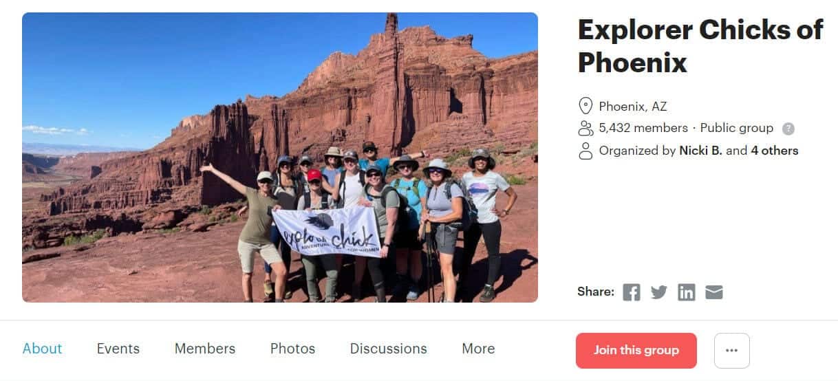 explorer chick hiking group near phoenix