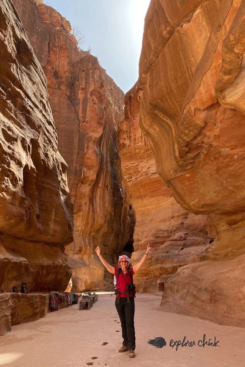 woman standing in front of The Bab Al-Siq