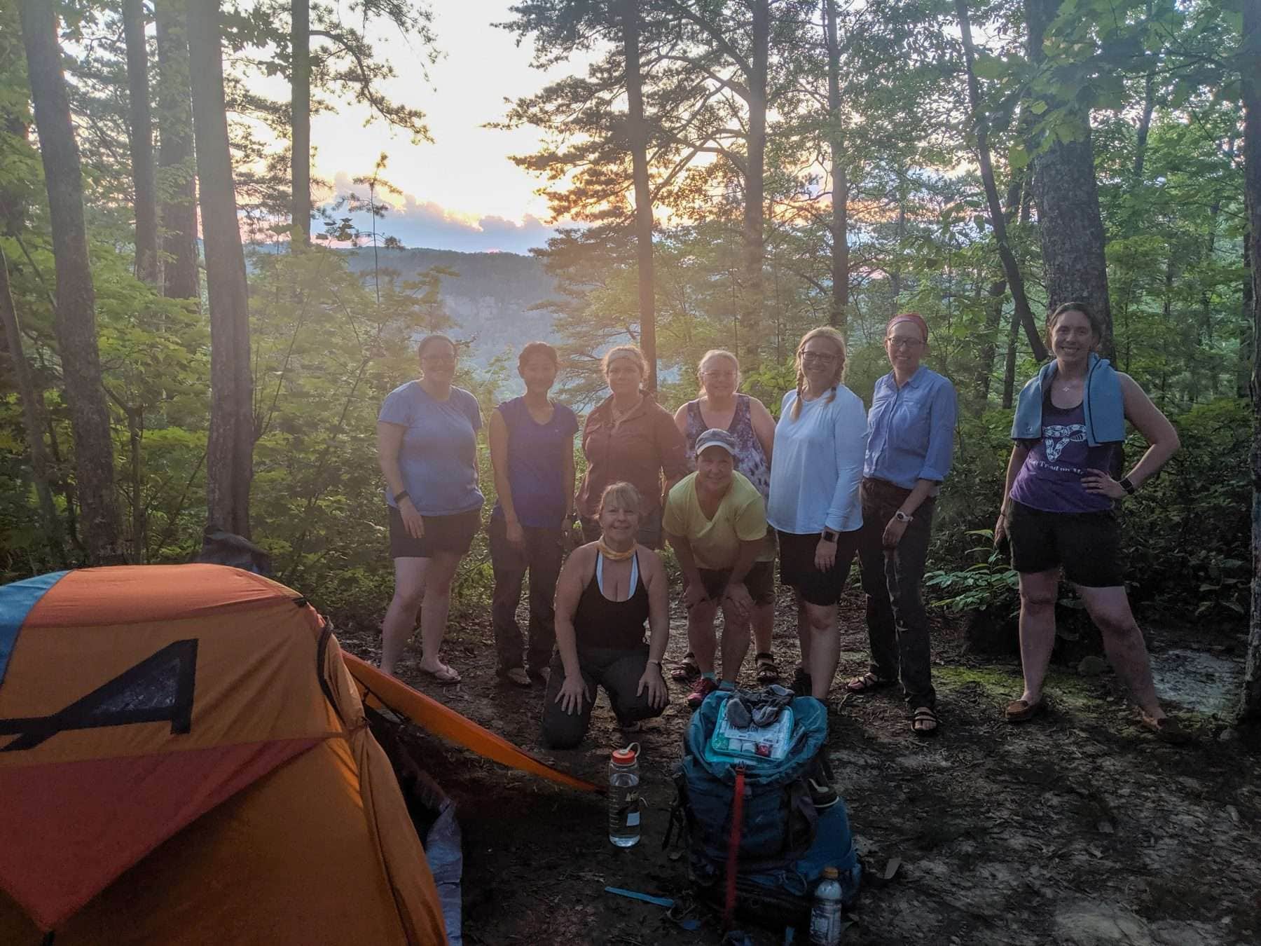 women at sunrise red river gorge