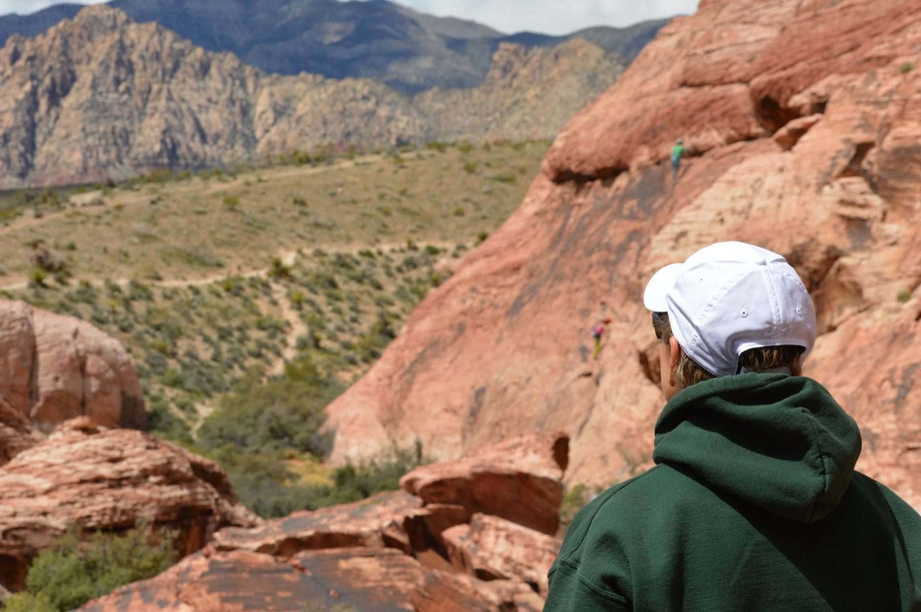 woman climbing Red Rock Canyon
