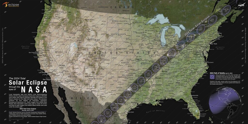 2024 Solar Eclipse path of totality - Nasa
