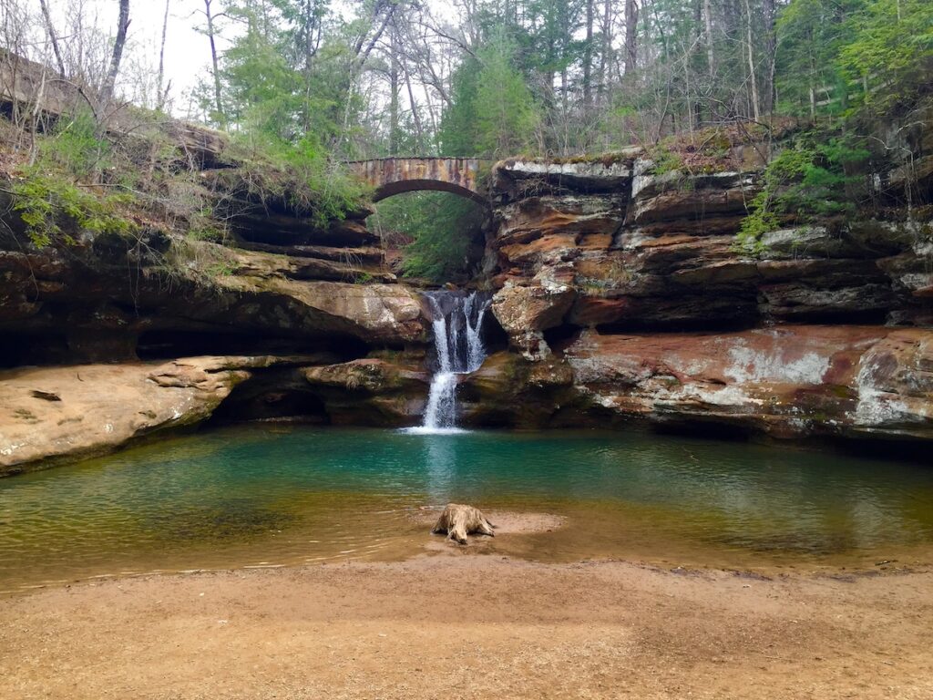 a waterfall in Hocking Hills State Park, Ohio