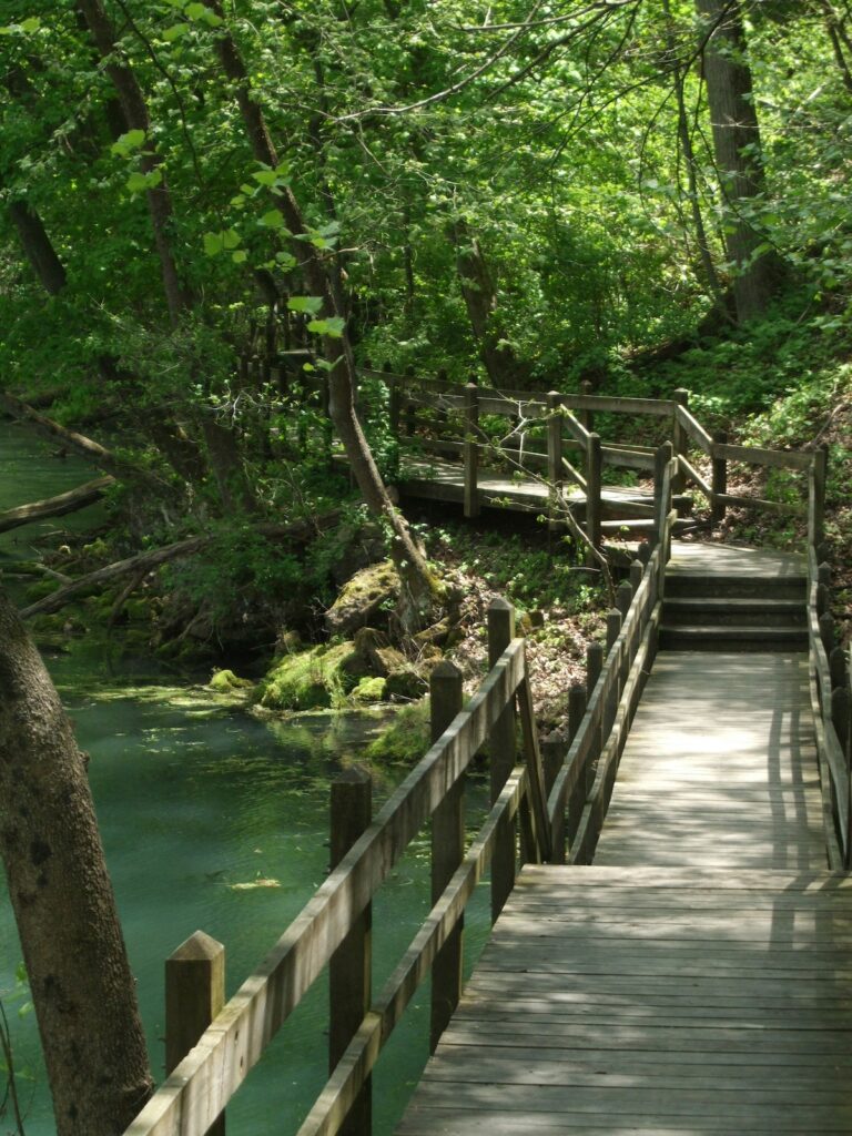 A wooden bridge in Lake of the Ozarks State Park, Missouri