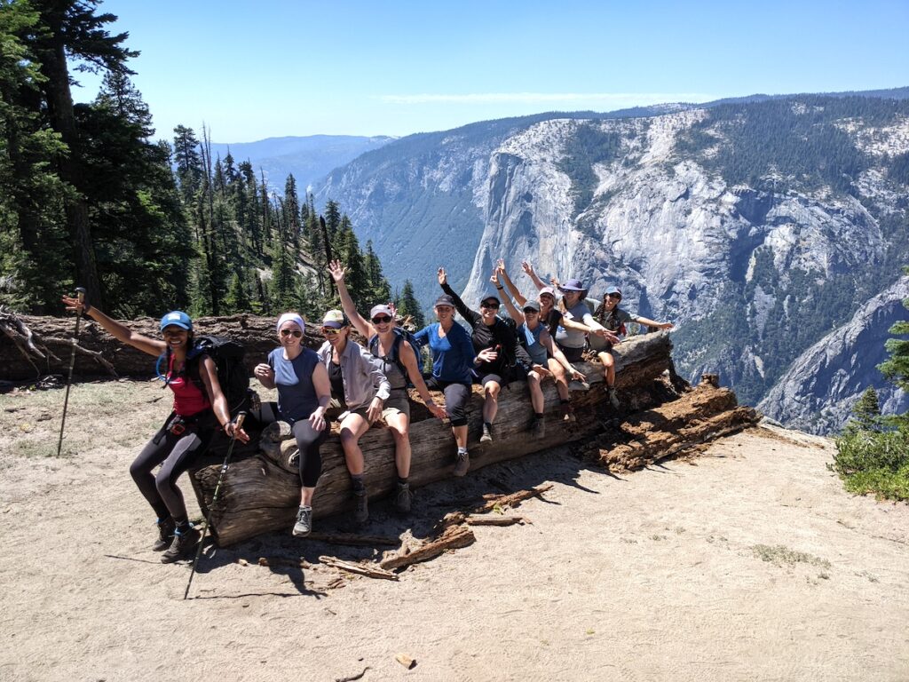 A group of Explorer Chick women day hiking in Yosemite National Park